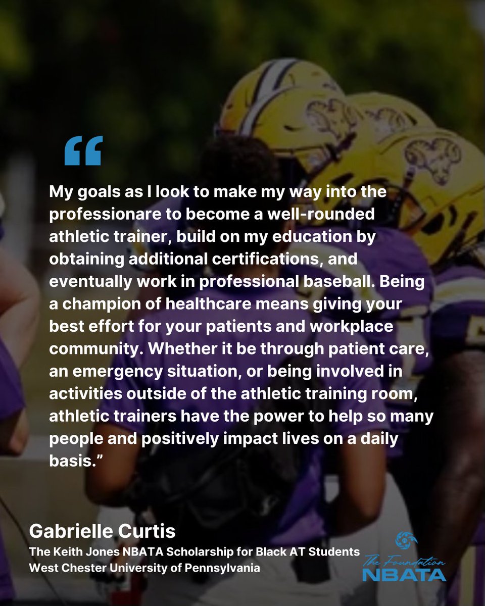 NBATA's tweet photo. Empowering the next generation
We’re proud to honor this year’s Keith Jones Athletic Training Scholarship recipient — a future AT who represents Black excellence, leadership & legacy in the profession.
#NBATA #KeithJonesScholarship #BlackExcellence #FutureATC https://t.co/RMl6xHcdo8