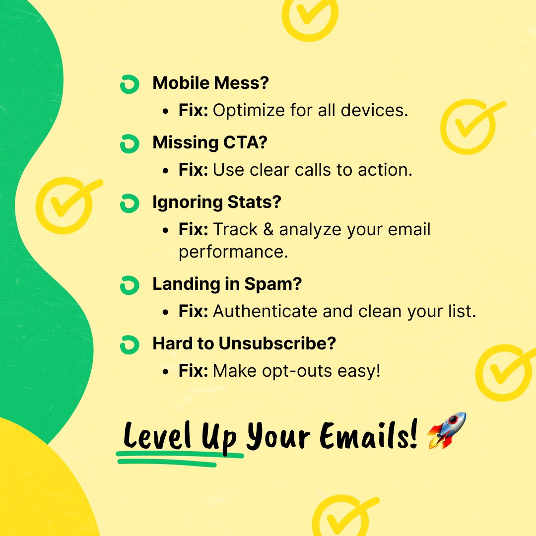 Let's be honest, email marketing can be tricky! 😉 Are you wondering why your emails aren't getting the love they deserve? We highlight some of the most frequent mistakes businesses make, along with easy-to-implement fixes. 

Swipe through, see if any of these resonate, and start