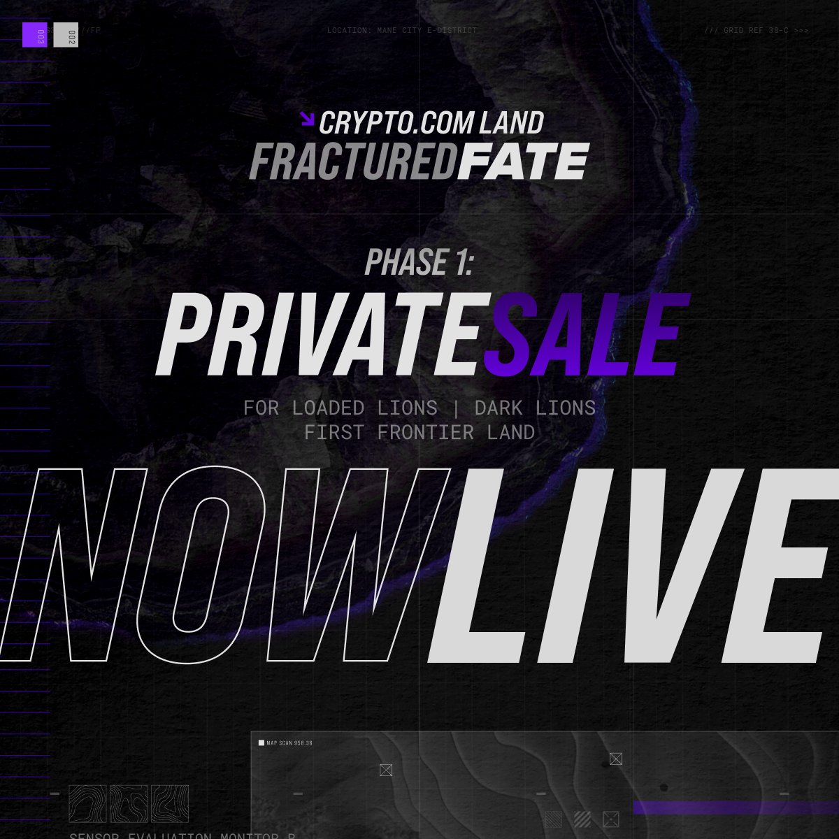 cryptocom's tweet image. The Crypto.com Land - Fractured Fate private sale is live 🎉 Don’t miss your chance to secure new lands!
Shop the drop now 👉 crypto.com/nft/drops-even…
#LoadedLions #ManeCity #FracturedFate $LION #LandSale