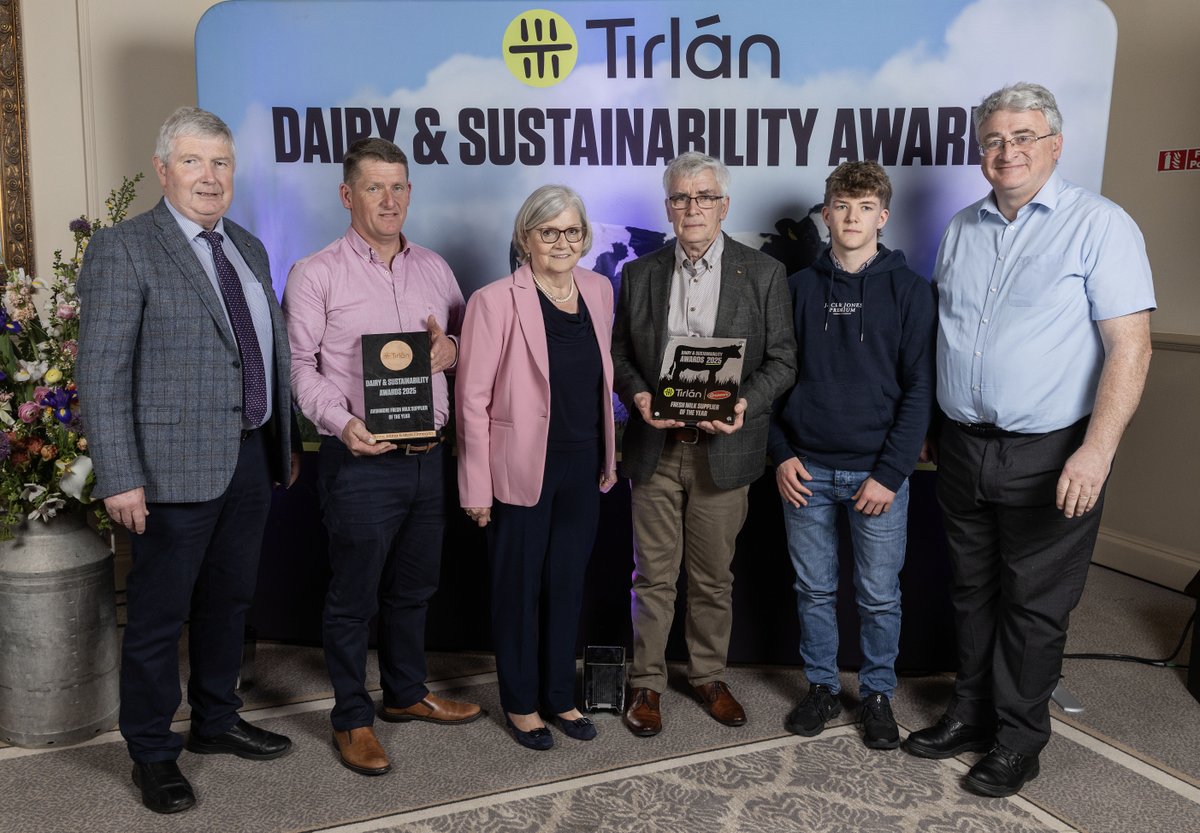 Tirlán FarmLife (@tirlanfarmlife) on Twitter photo 🌟 Celebrating leadership at the #DairyAndSustainabilityAwards!
🐄 Farming Ambassador: Brian Rohan, Mountrath #Laois
💡 Innovation: Bryan & Gail Daniels, Kilmoganny #Kilkenny
🥛 Avonmore Fresh Milk Supplier: Finnegan Family, Navan #Meath
#SustainableFarming 🌟 Celebrating leadership at the #DairyAndSustainabilityAwards!
🐄 Farming Ambassador: Brian Rohan, Mountrath #Laois
💡 Innovation: Bryan & Gail Daniels, Kilmoganny #Kilkenny
🥛 Avonmore Fresh Milk Supplier: Finnegan Family, Navan #Meath
#SustainableFarming