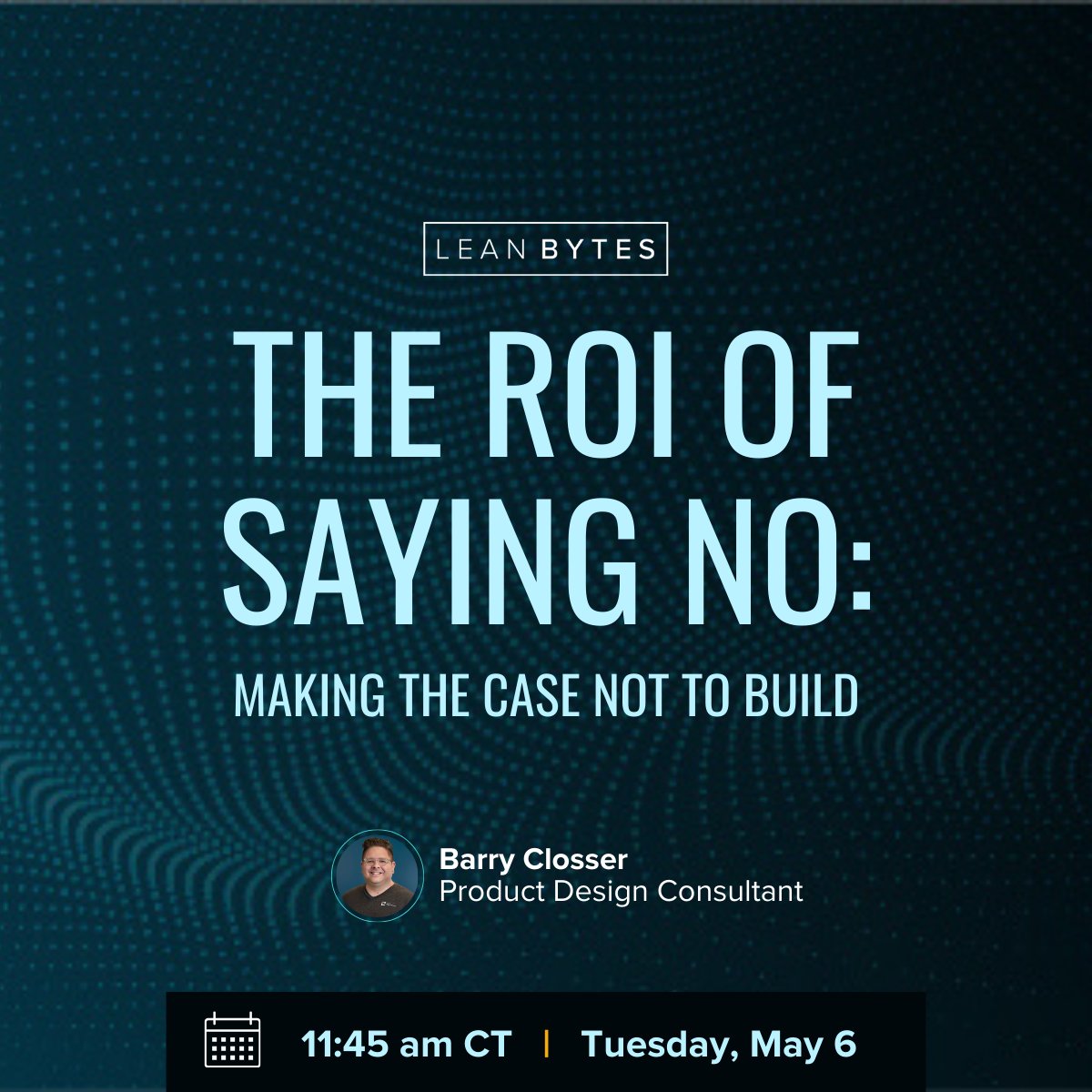 Sometimes the best product decision is deciding not to build.

Join us next week for Lean BYTES where Barry Closser will share practical ways to use user-centered evidence and business goals to challenge assumptions.

Don't miss it. 👇
hubs.li/Q03kkdbY0