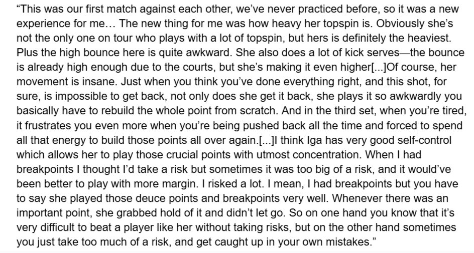lildarkcage's tweet photo. Diana Shnaider with some impressions and words of praise for Iga Swiatek after their first encounter in the R4 of Madrid:
[intw for @bolshe]
#MMOPEN https://t.co/0aZ3dgpPp0