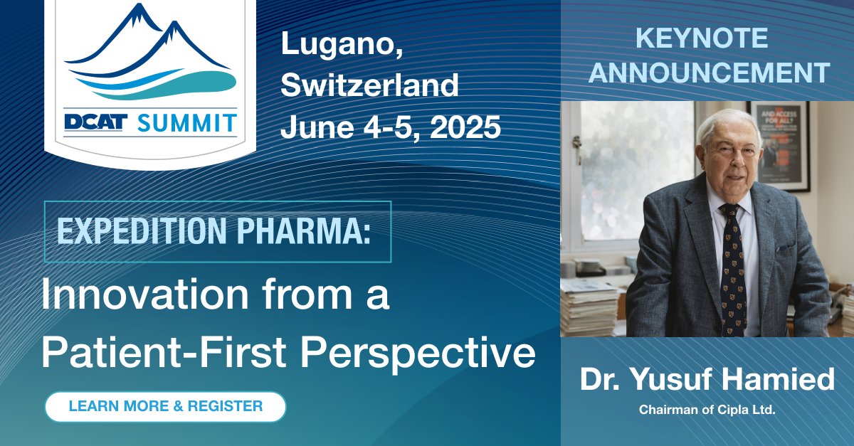 🌍 Just Announced: An exclusive keynote fireside chat with Dr. Yusuf Hamied, Chairman (retired) of Cipla Ltd., at Expedition Pharma — part of the DCAT Summit at Lugano, 4–5 June 2025.

🔗 Secure your spot now: dcat.org/luganosummit/