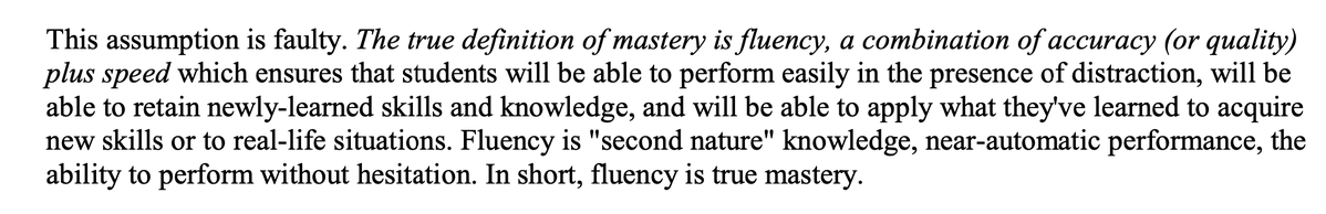🎯 Speaking of definitions, fluency has a clear meaning—going back to Carl Binder.
Fluency is a combination of accuracy + speed = true mastery! behavior.org/resources/214.…