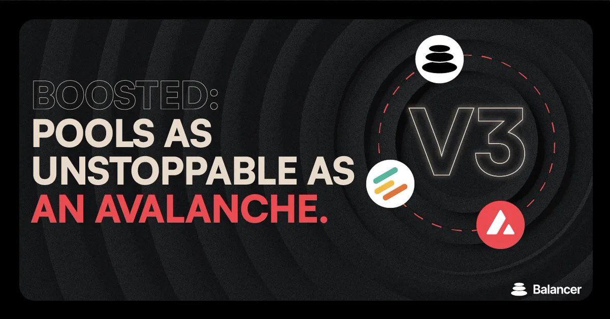 Balancer (@balancer) on Twitter photo πΊΒ Boosted Pools just got an upgrade! Balancer v3 x <a href="/eulerfinance/">Euler Labs</a>
The first-ever 100% <a href="/eulerfinance/">Euler Labs</a> boosted pools are live on <a href="/avax/">AvalancheπΊ</a>
Starting with:
$AUSD | $USDC | $savUSD (Curated by <a href="/Re7Labs/">Re7 Labs</a>)
$savUSD | $USDT (Curated by <a href="/k3_capital/">K3 Capital | Token2049 π¦πͺ</a>)
100% Boosted, and now powered by the πΊΒ Boosted Pools just got an upgrade! Balancer v3 x <a href="/eulerfinance/">Euler Labs</a>
The first-ever 100% <a href="/eulerfinance/">Euler Labs</a> boosted pools are live on <a href="/avax/">AvalancheπΊ</a>
Starting with:
$AUSD | $USDC | $savUSD (Curated by <a href="/Re7Labs/">Re7 Labs</a>)
$savUSD | $USDT (Curated by <a href="/k3_capital/">K3 Capital | Token2049 π¦πͺ</a>)
100% Boosted, and now powered by the
