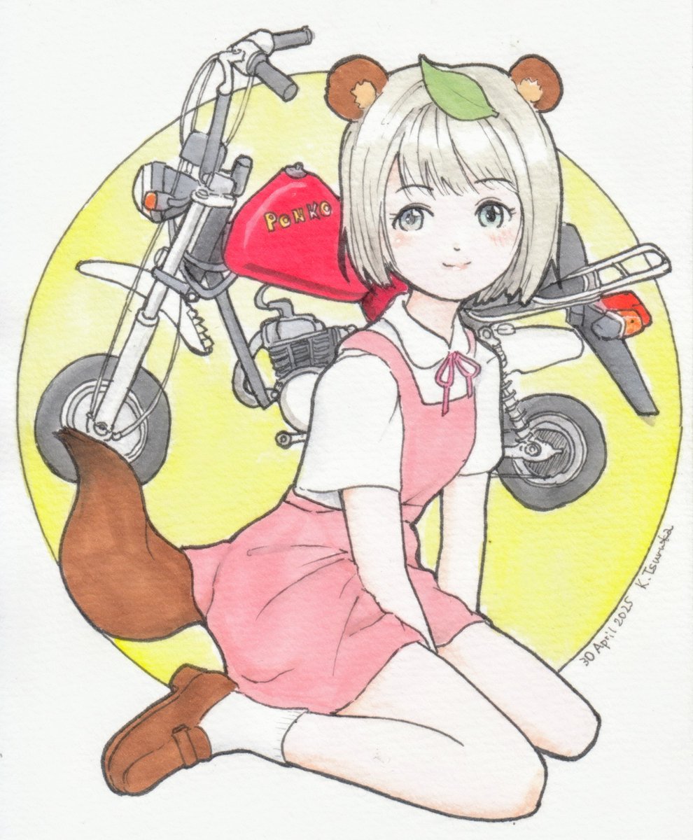 「ヤマハ ポッケQA50先日描いた「モトポンコ」を他のミニバイクに合わせてみた。ポ」|Kaz Tsuruokaのイラスト