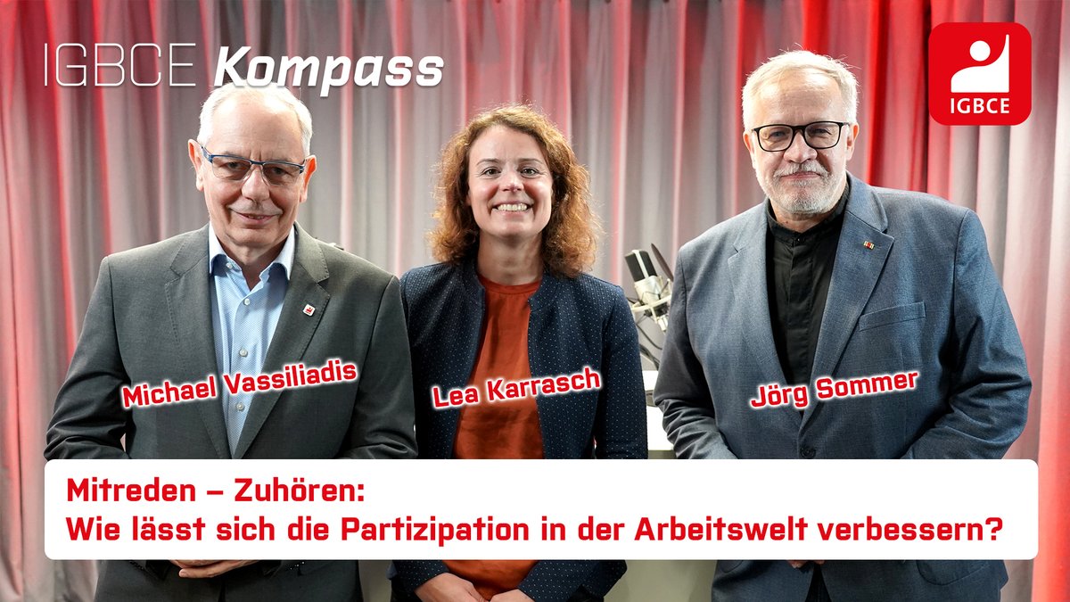 igbce's tweet photo. Wie lässt sich die #Partizipation in der Arbeitswelt verbessern? Darüber debattierten im neuen #IGBCEKompass der IGBCE-Vorsitzende @m_vassiliadis und Experte Jörg Sommer, Gründungsdirektor des Berlin Institut für Partizipation.
👉 https://t.co/vPocJZ2HpB https://t.co/OzLXJcB1ai