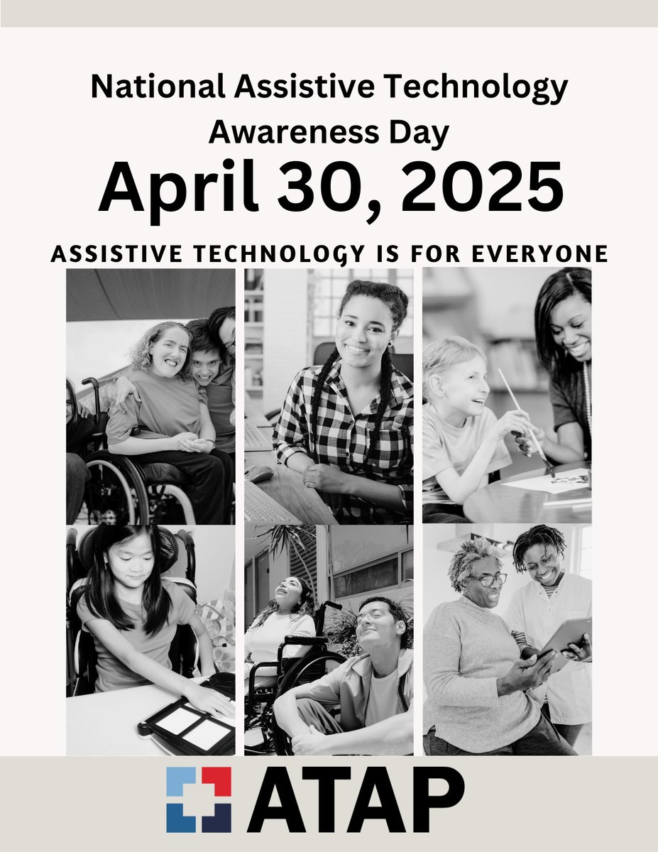 TechSAgeRERC's tweet image. It's National Assistive Technology Awareness Day – Let's celebrate the power of AT!
#AssistiveTechnology helps people with disabilities and older adults live independently, access education, and thrive. ✨
🔗Learn more about #ATAwarenessDay from ATAP: ow.ly/zLhx50VJhVX
