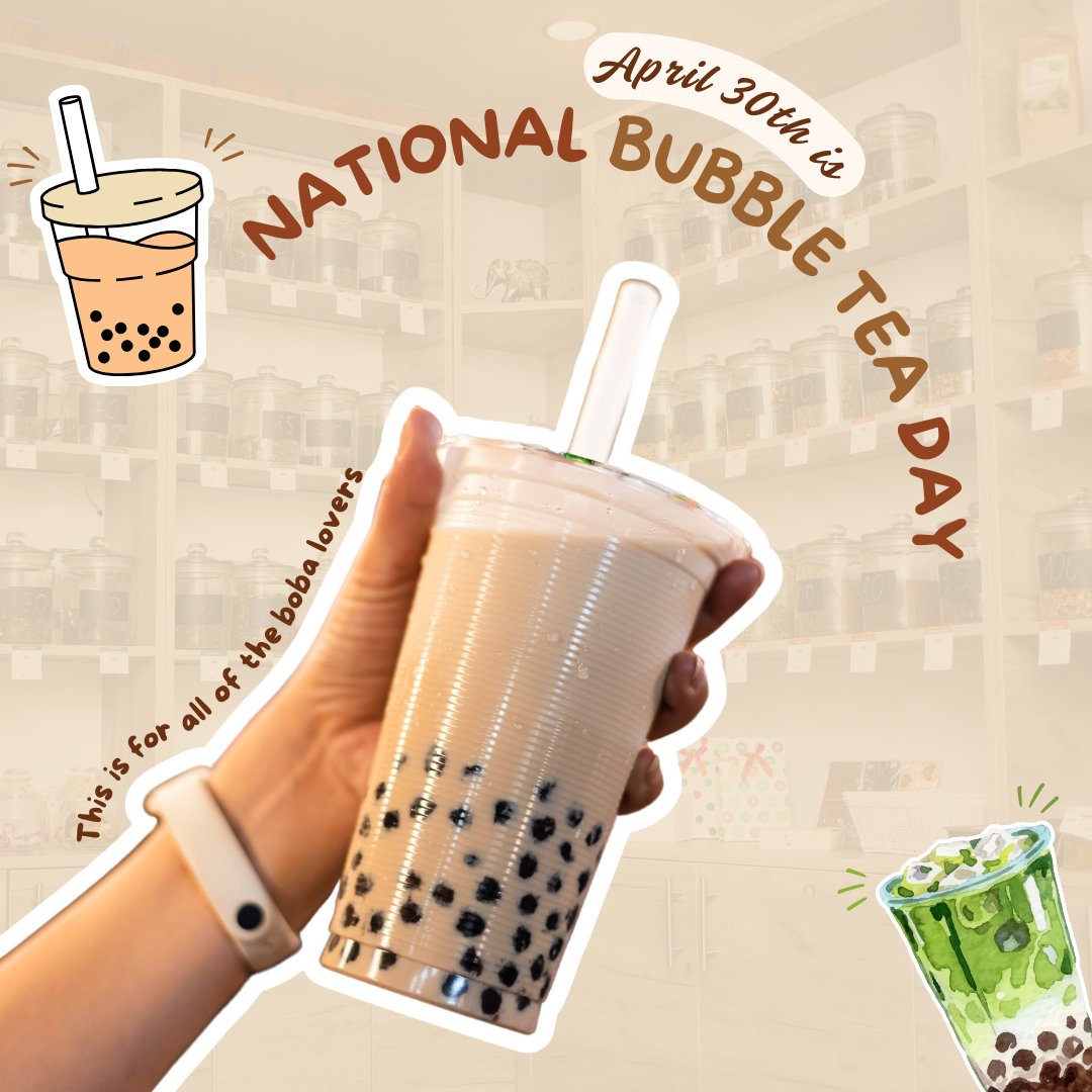 Today marks National Bubble Tea Day 🧋 Whether you like tapioca boba or the refresher teas with boba, make sure to check your local tea and cafe shops to catch any deals surrounding today 👏 

#OneFairburn #FairburnGA #GeorgiaCities #NationalBubbleTeaDay #bobatea