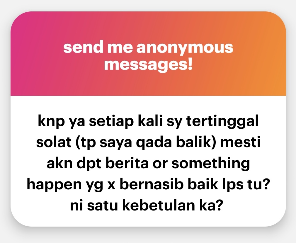 Mungkin kebetulan, mungkin juga petanda oleh Tuhan agar kita kembali pada-Nya. 

Apa-apa pun, moga kita semua kembali ke pangkal jalan, menuju ke adah yang benar, āmīn.