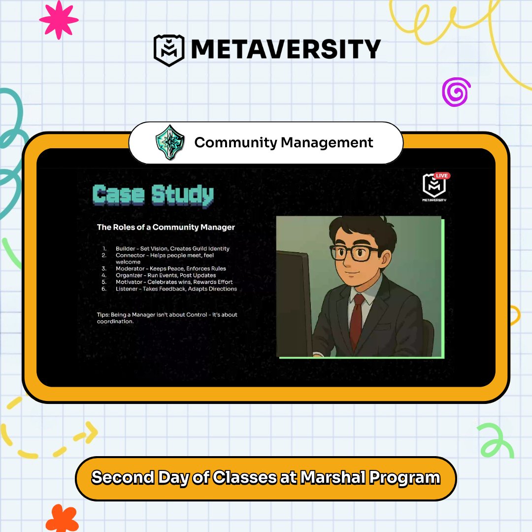 joinmetaversity's tweet photo. Week 2 classes for the Marshal Program are live! 💻

Our Marshals are now diving into persona building, exploring game guides, practicing graphic design, and learning how to manage thriving communities.

These are the skills that shape tomorrow’s digital leaders. Let’s go, Marshals! 🚀