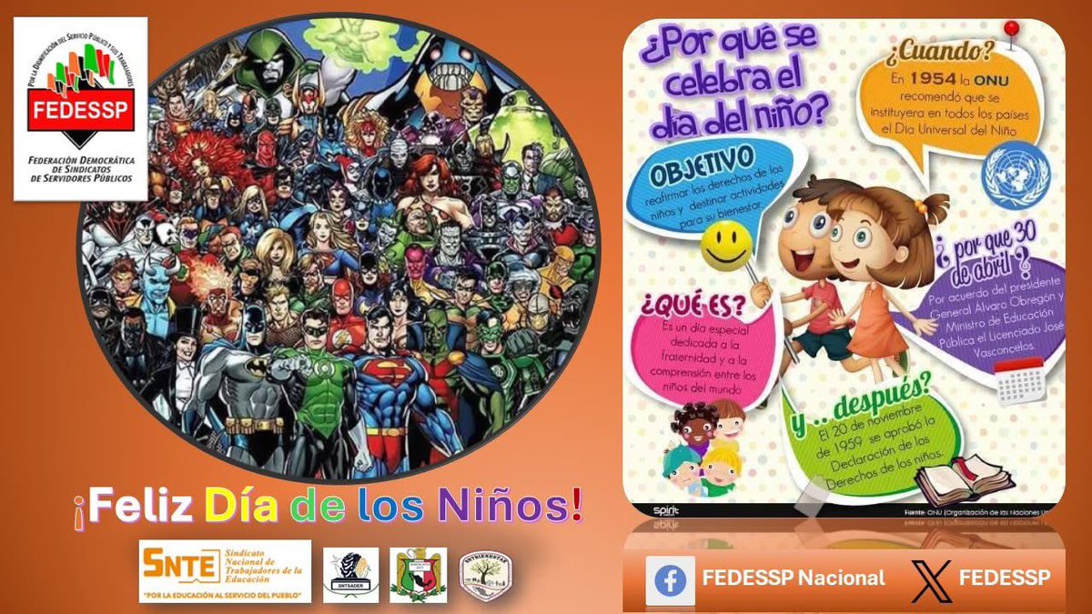 #30deAbril
"Día del Niño"
La gran mayoría de las niñas y de los niños reciben regalos y son festejados, sobre todo, en las escuelas, en las fábricas, oficinas y dependencias.
¡Muchas Felicidades!
<a href="/agusaviles1/">Agustín Avilés</a> 
<a href="/pedrojoseescar3/">pedro jose escarcega delgado</a>
<a href="/censntsict/">SNTSICT</a> 
<a href="/marudavalos29/">Maru Dávalos</a> 
<a href="/mariogomezgg/">Mario  Gómez</a> <a href="/sntinegi/">SNTINEGI</a>