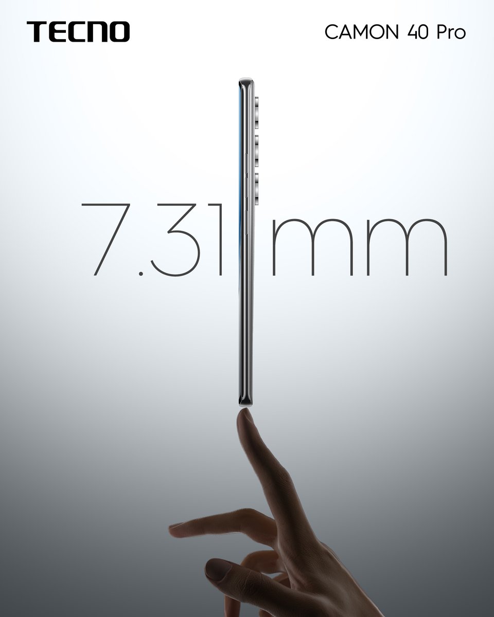 TecnoZimbabwe's tweet image. The TECNO CAMON 40 Pro boasts a sleek design, measuring just 7.31mm thin. Portable, pocket-friendly, and perfect for you! Get yours now and experience the best of TECNO. Trust CAMON, Trust TECNO. #CAMON40Series #TECNOMobile #SlimDesign #BestPhone #CameraPhone #PortablePhone&quot;