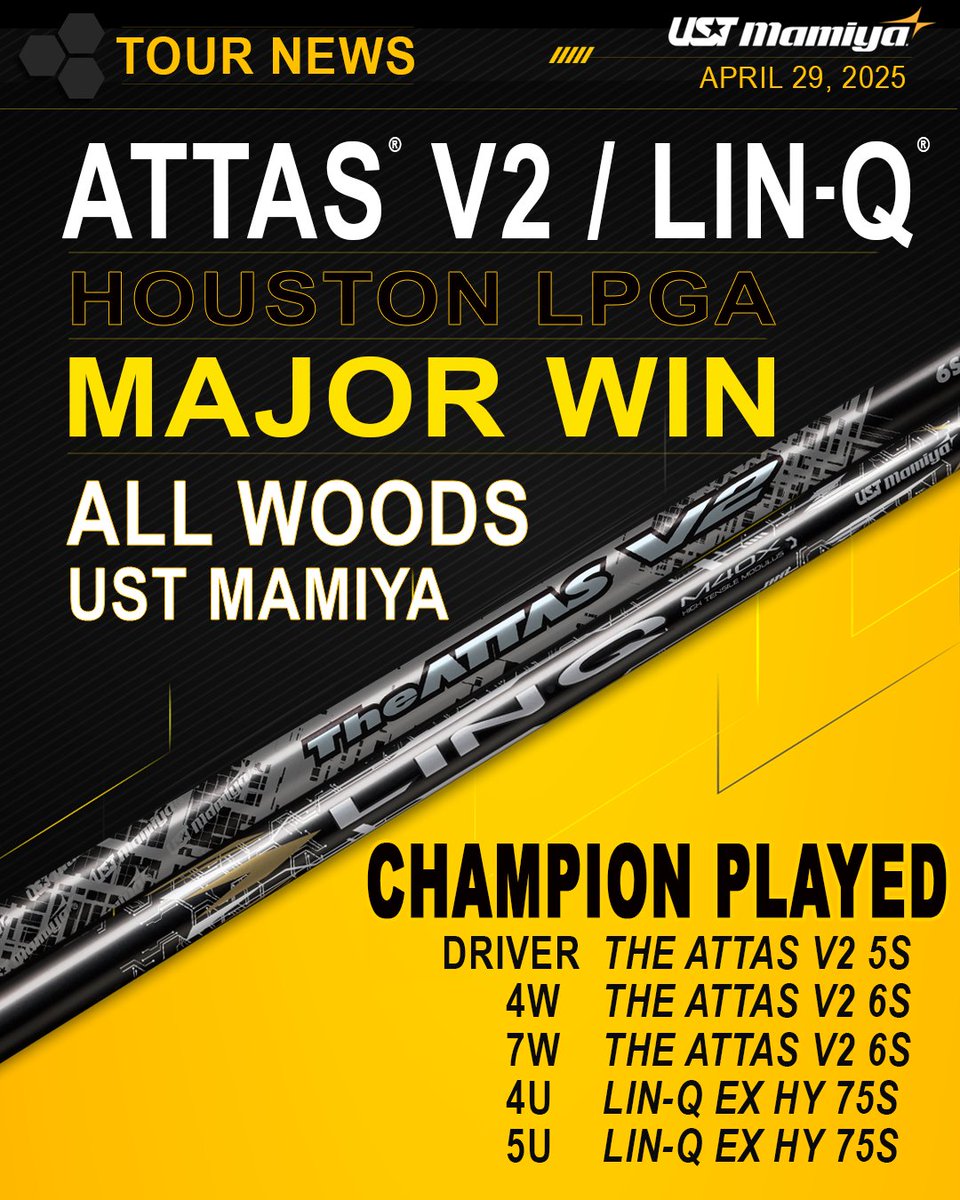 USTMamiya's tweet image. Congratulations to the #ChevronChampionship winner on the #LPGA who trusted 5 #USTMamiya shafts in the bag. 🏆🤩 @USTMamiyagolf