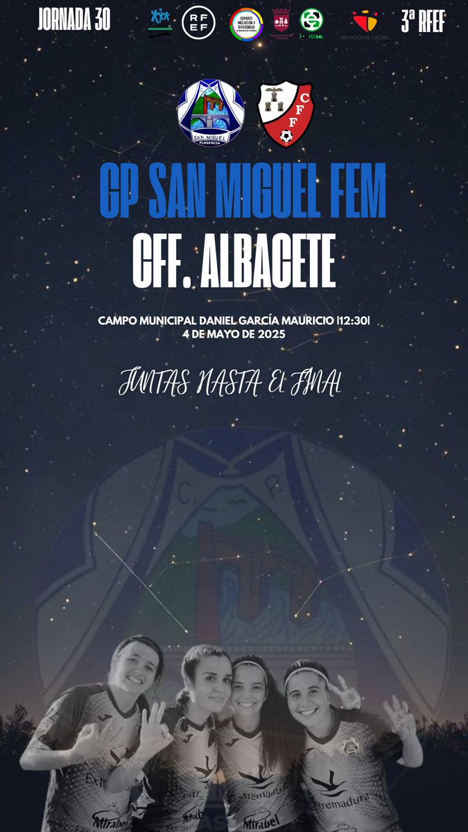 Cuenta la leyenda que el destino está escrito en las estrellas y el nuestro no era otro que comenzar y acabar juntas aquí. 
Éste fin de semana finaliza la liga de 3ªRFEF, y queremos hacerlo juntas. El camino ha sido largo, lleno de baches.