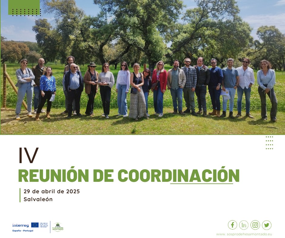 sosprodehesa's tweet image. El pasado 29 de abril celebramos una nueva reunión de coordinación del proyecto, en la que los socios del consorcio revisamos los avances, planificamos próximas acciones y compartimos ideas para seguir fortaleciendo la gestión sostenible y resiliente de la Dehesa y el Montado🌳