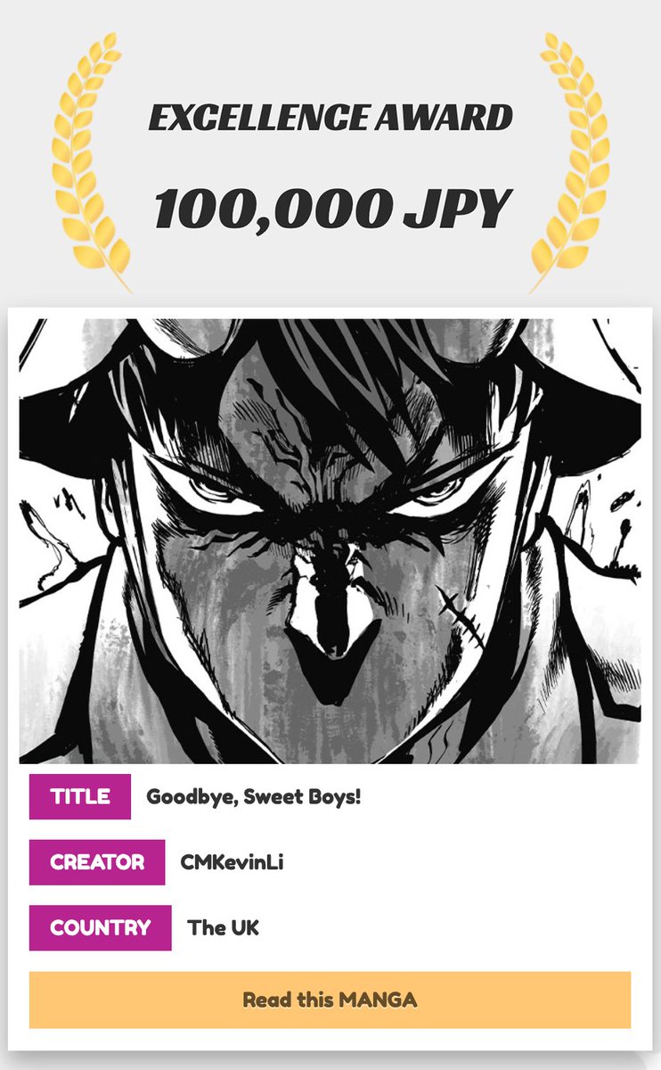 Thank you <a href="/SilentMangaComm/">SILENT MANGA AUDITION®🏆</a> for awarding me the Excellence Award for #SMA22!! 
It's also an honour to be read by the legend, Mr. Tsukasa HOJO!
Read here: linktr.ee/cmkevin