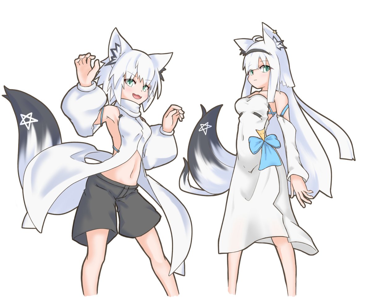 #今月描いた絵を晒そう
擬人化フブキングダムとフブミオでした 