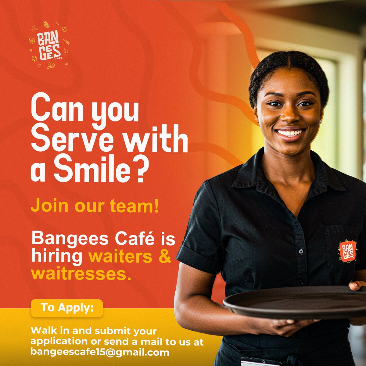 Love food? Love people?
Come work with us.
We’re hiring waiters &amp; waitresses.