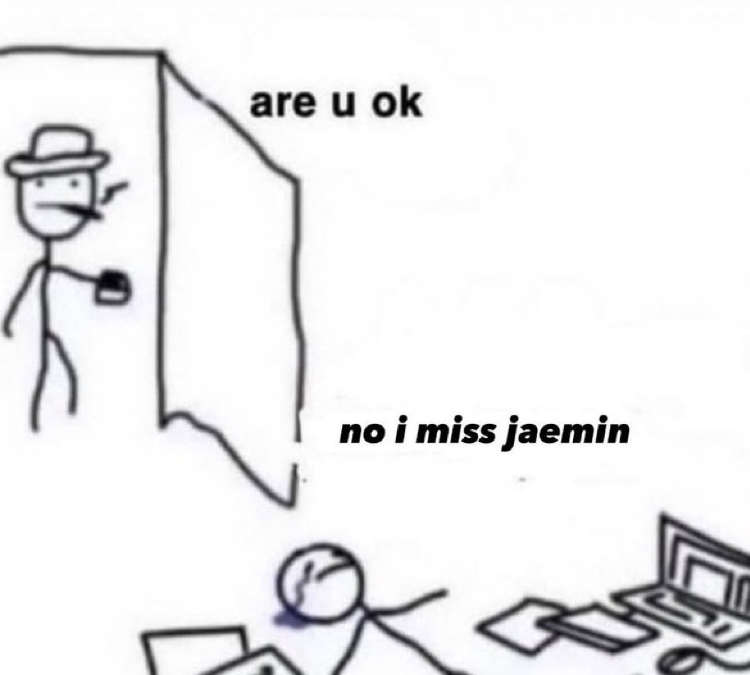: are you okay..? 

 : NO , I MISS JAEMIN 😭😭😭😭

 #재민버블 #나나생각중