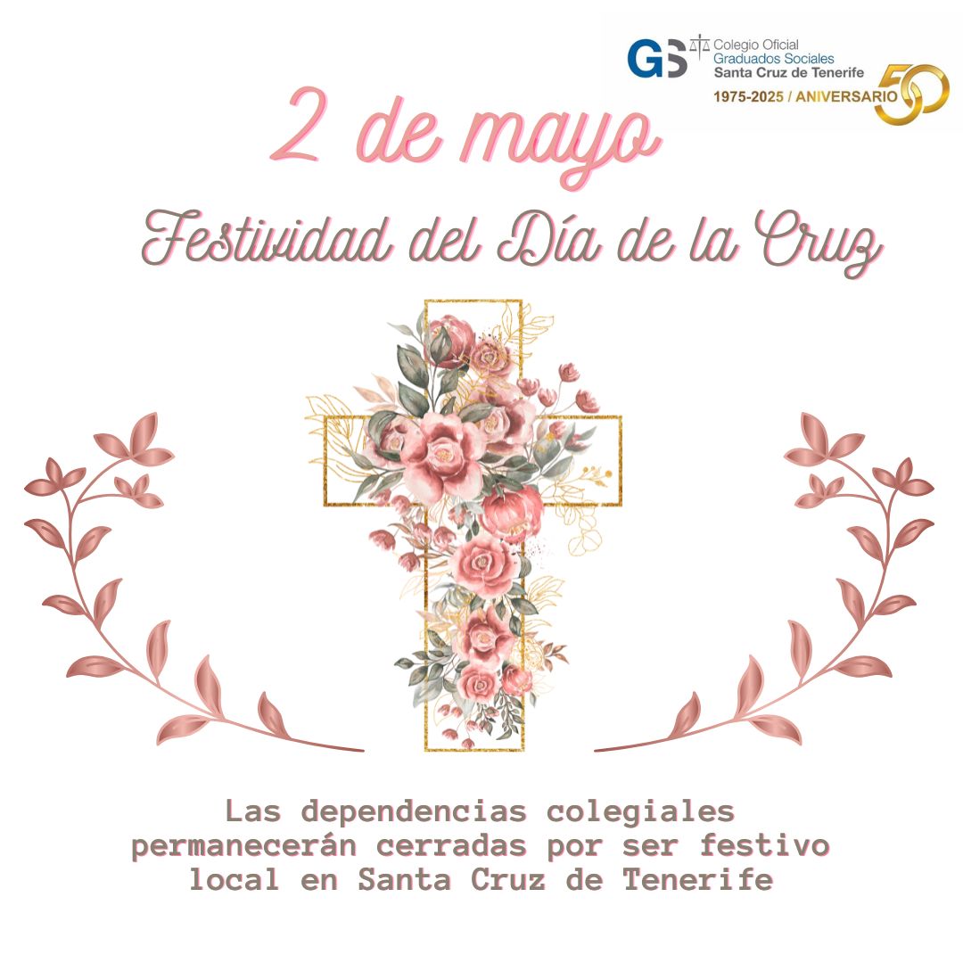 AVISO IMPORTANTE: CIERRE POR FESTIVOS 📅

Jueves 1 de mayo: Festividad del Día del Trabajo.
Viernes 2 de mayo: Festividad del Día de la Cruz (fiesta local en Santa Cruz de Tenerife).
Retomaremos el lunes 5 de mayo.

Aprovechamos para desearles un ¡Feliz Puente de Mayo! 😊