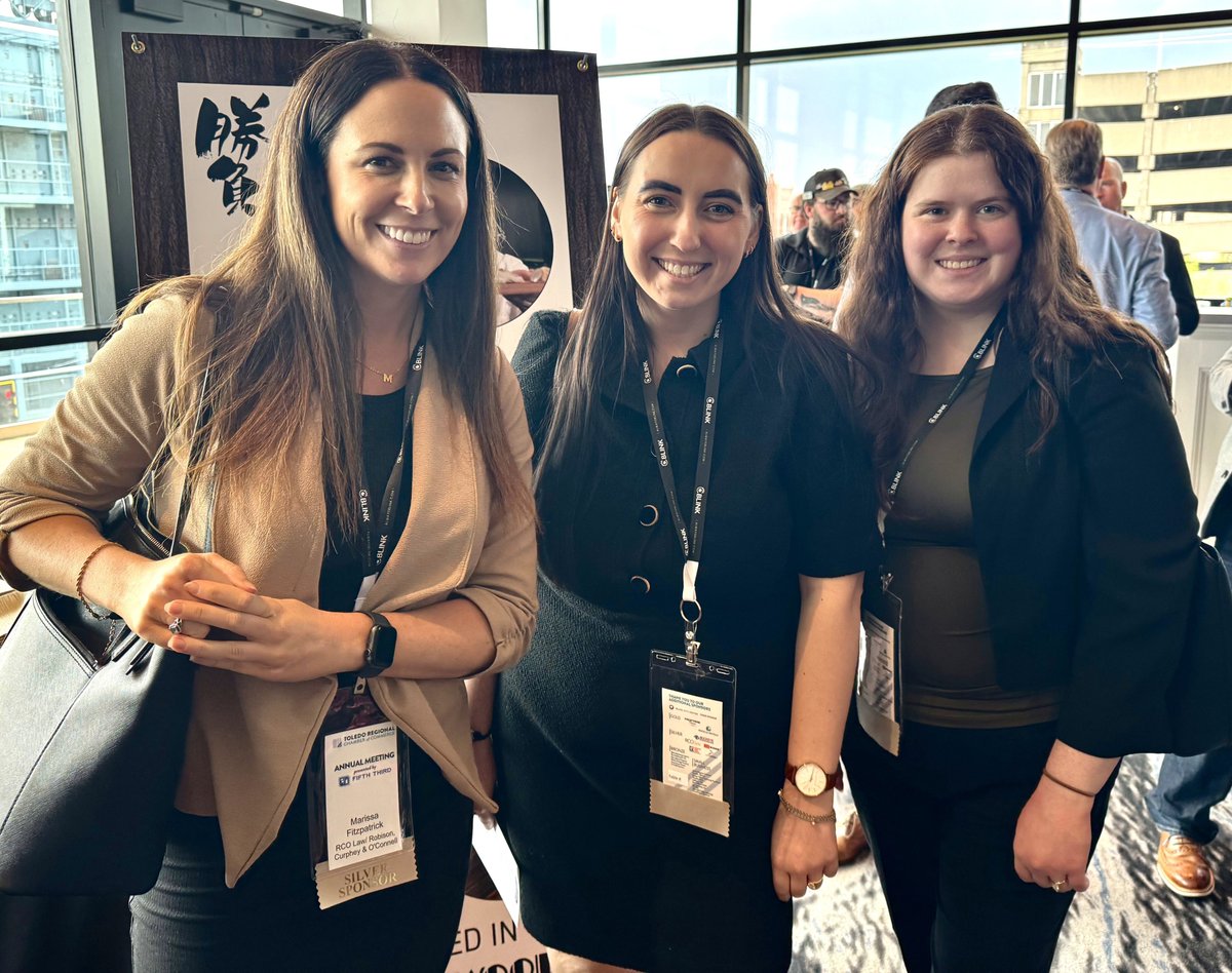 RCO Law (@rcolawfirm) on Twitter photo Some of our #RCOLaw attorneys had the pleasure of attending yesterday's <a href="/toledochamber/">Toledo Chamber</a> Annual Meeting. We are proud to sponsor this event & support the chamber in their ongoing efforts to drive #economicdevelopment.
LtoR: Marissa Fitzpatrick; Sarah Knepp; Chloe McCammon Some of our #RCOLaw attorneys had the pleasure of attending yesterday's <a href="/toledochamber/">Toledo Chamber</a> Annual Meeting. We are proud to sponsor this event & support the chamber in their ongoing efforts to drive #economicdevelopment.
LtoR: Marissa Fitzpatrick; Sarah Knepp; Chloe McCammon