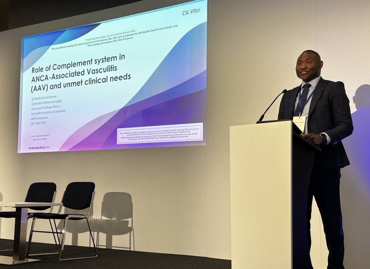 gurdeep_dulay's tweet photo. Excellent update today at #BSR25 on ANCA #vasculitis by @KSunmboye chaired by @chriswincup 
Pathogenesis, immunology and treatment #AAV #Avacopan https://t.co/Td8GaDsLLI