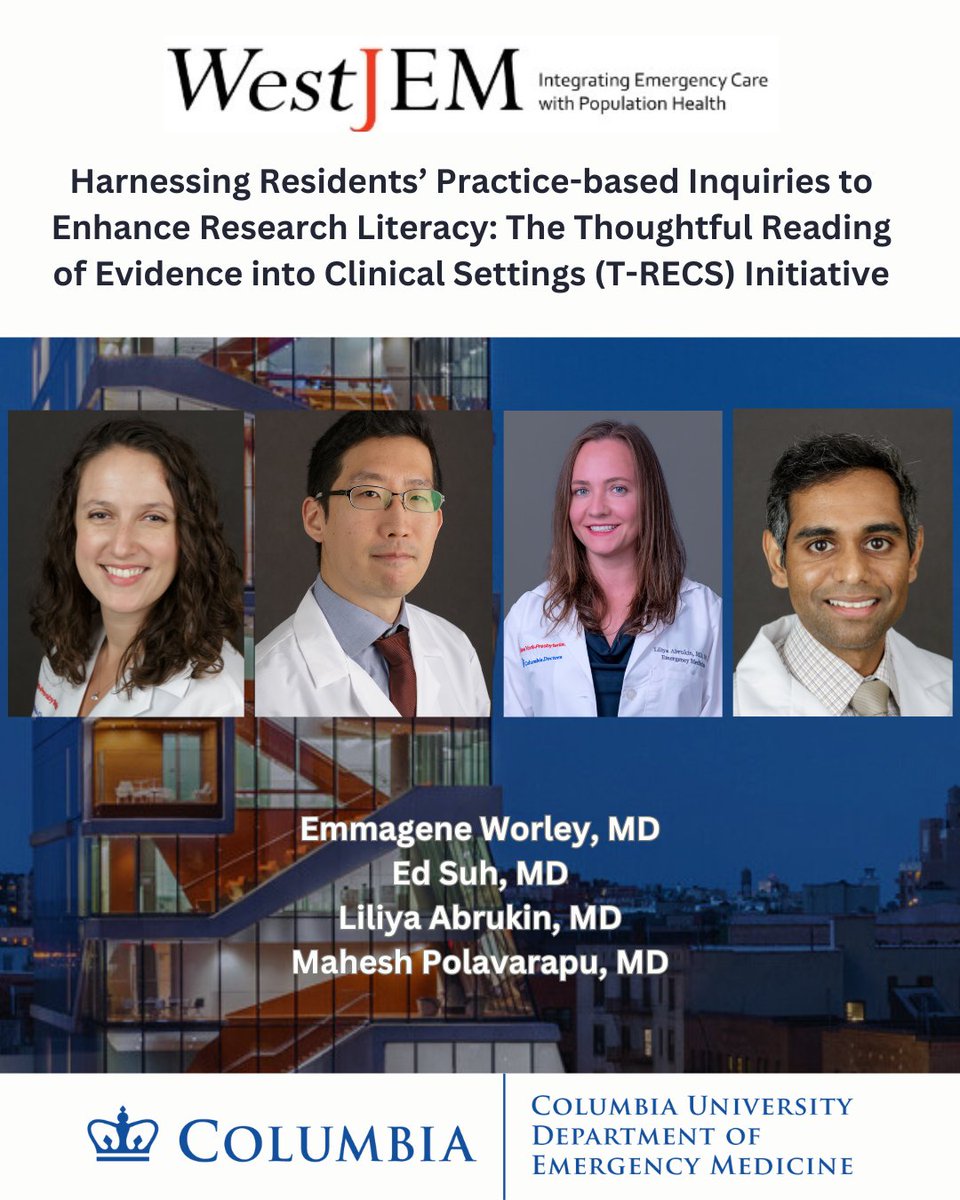 Congratulations to Drs. Emmagene Worley, Ed Suh, Liliya Abrukin, and Mahesh Polavarapu on their publication in WestJEM #meded #residency #research

Read it here: lnkd.in/eZ_bCqxZ
