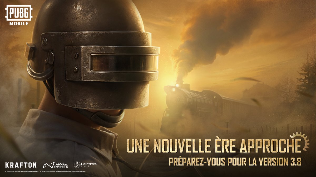 Tchou tchou ! Une nouvelle ère se lève ! Les rouages sont en marche. ⚙️
La version 3.8 arrive bientôt !

📥 Téléchargez maintenant : pubgmobile.live/PUBGM380

#PUBGMOBILE
#PUBGM380
