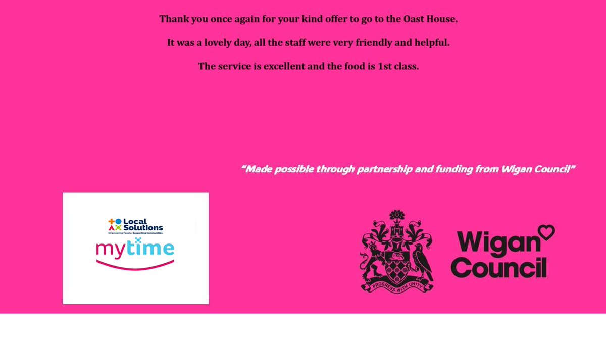 mytime_wigan (@mytimewigan) on Twitter photo A huge thank you to the team at The Oast House (Manchester) for another lovely treat for our carers.🍔🥙🧋
<a href="/WiganCouncil/">Wigan Council</a> <a href="/LocalSolutions_/">Local Solutions</a> <a href="/MytimeWigan/">mytime_wigan</a>
#carersupport #mytimewigan #LocalSolutions #supportingcarers #wigancouncil #mealout A huge thank you to the team at The Oast House (Manchester) for another lovely treat for our carers.🍔🥙🧋
<a href="/WiganCouncil/">Wigan Council</a> <a href="/LocalSolutions_/">Local Solutions</a> <a href="/MytimeWigan/">mytime_wigan</a>
#carersupport #mytimewigan #LocalSolutions #supportingcarers #wigancouncil #mealout