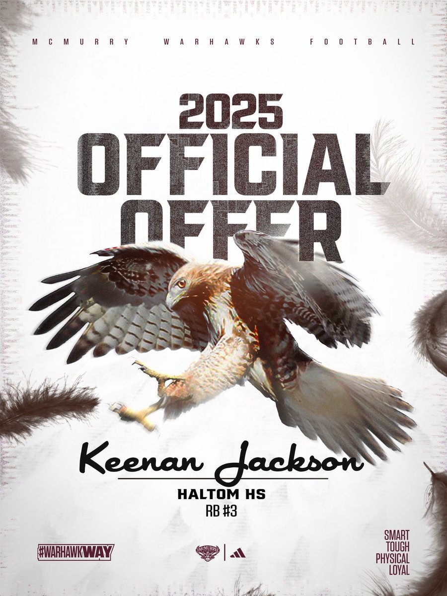 #AGTG Blessed to receive an offer from <a href="/McMURRYFOOTBALL/">McMURRY FOOTBALL</a> 
<a href="/CoachRauMCM/">Mark Rau</a> <a href="/CoachDavenReese/">Daven Reese</a> <a href="/Coach_JWTucker/">Coach Tucker - Haltom</a>