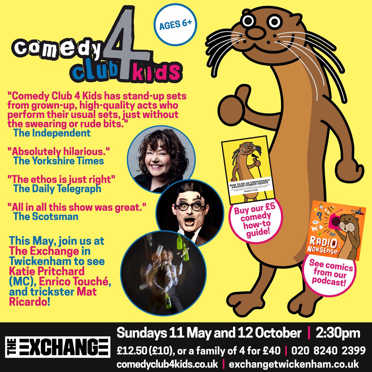 Comedy Club 4 Kids (@comedyclub4kids) on Twitter photo Right, Twickenham. Here's the plan.
STEP 1) You join us at <a href="/ExchangeTwick/">Exchange Twickenham</a> on May 11th! exchangetwickenham.co.uk/show/comedy-cl…
STEP 2) You giggle hugely at <a href="/katiepritchards/">Katie Pritchard 🕺☀️🦭🌈 #DISCOBALL</a>, Enrico Touché, and Mat Ricardo!
STEP 3) You get all giddy about Mat's magic book, out in July! chortle.co.uk/news/2025/01/3… Right, Twickenham. Here's the plan.
STEP 1) You join us at <a href="/ExchangeTwick/">Exchange Twickenham</a> on May 11th! exchangetwickenham.co.uk/show/comedy-cl…
STEP 2) You giggle hugely at <a href="/katiepritchards/">Katie Pritchard 🕺☀️🦭🌈 #DISCOBALL</a>, Enrico Touché, and Mat Ricardo!
STEP 3) You get all giddy about Mat's magic book, out in July! chortle.co.uk/news/2025/01/3…