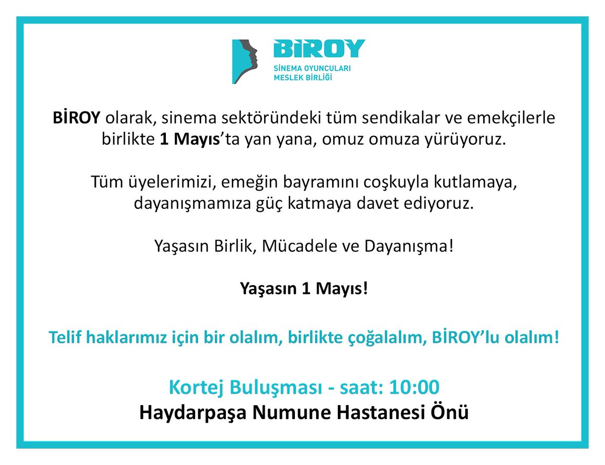 Sinema Oyuncuları Meslek Birliği BİROY tweet media