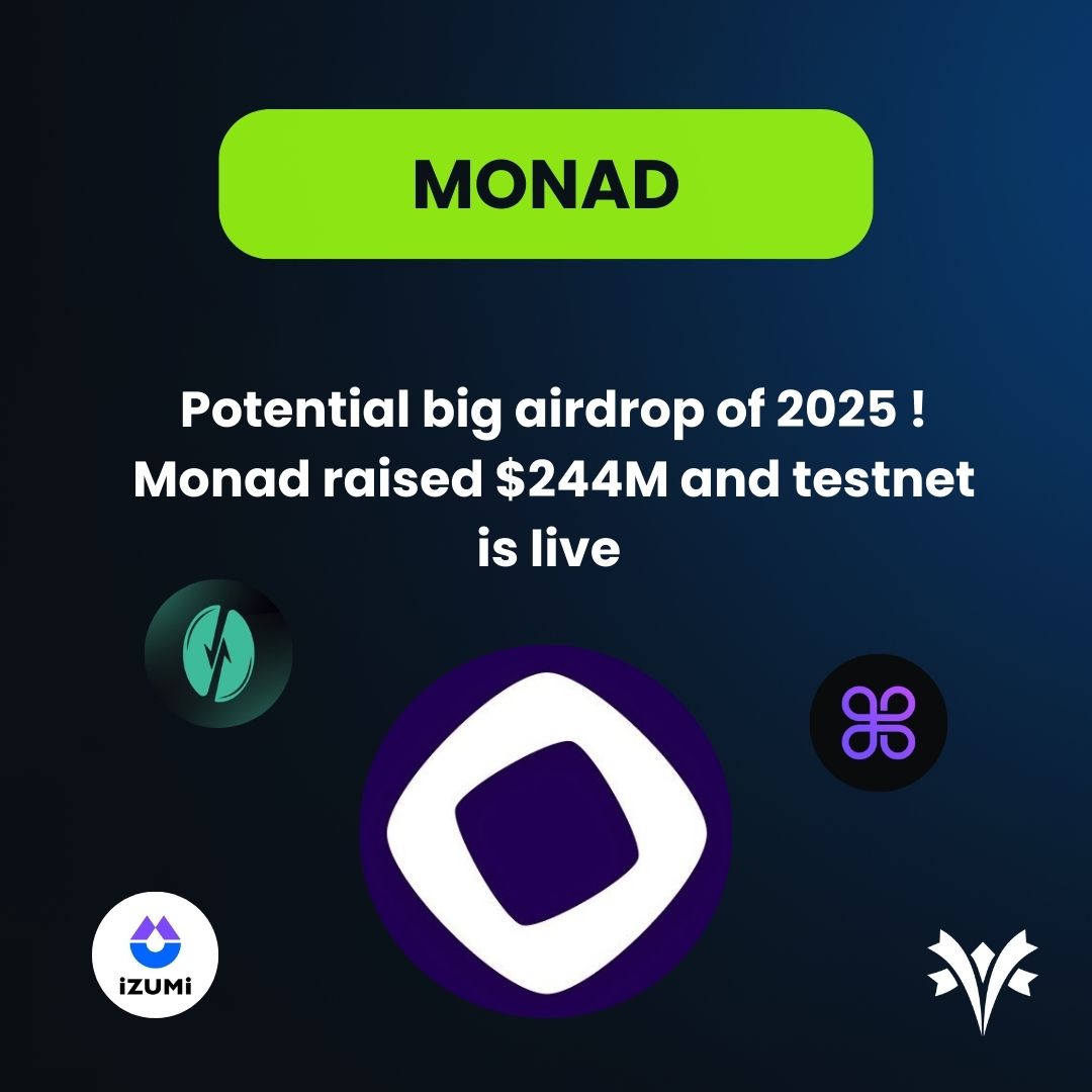 ⚡️ Monad has already raised $244 M.  
Its public testnet is live and packed with dApps: swap, add liquidity, grab your own .monad domain.  

Every on-chain action could count toward one of 2025’s most-anticipated airdrops.  

Don’t miss out and follow our step-by-step guide on