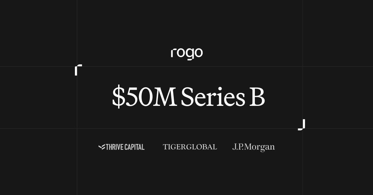 Rogo (@rogoai) on Twitter photo We are excited to announce our $50M Series B led by <a href="/ThriveCapital/">Thrive Capital</a>, with new investors <a href="/JPMorganAM/">J.P. Morgan Asset Management</a>, Tiger Global, and <a href="/patrick_oshag/">Patrick OShaughnessy</a>'s Positive Sum, and the continued support of existing investors <a href="/khoslaventures/">Khosla Ventures</a>, <a href="/BoxGroup/">BoxGroup</a>, <a href="/alley_corp/">AlleyCorp</a>, and many others We are excited to announce our $50M Series B led by <a href="/ThriveCapital/">Thrive Capital</a>, with new investors <a href="/JPMorganAM/">J.P. Morgan Asset Management</a>, Tiger Global, and <a href="/patrick_oshag/">Patrick OShaughnessy</a>'s Positive Sum, and the continued support of existing investors <a href="/khoslaventures/">Khosla Ventures</a>, <a href="/BoxGroup/">BoxGroup</a>, <a href="/alley_corp/">AlleyCorp</a>, and many others