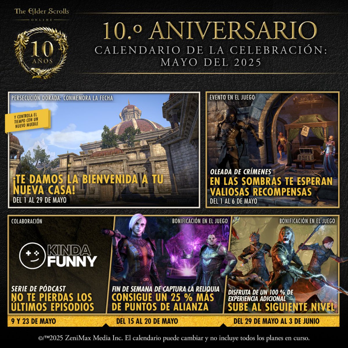 TESOnline_ESP's tweet photo. 🦹 Mini evento Oleada de Crímenes
🎬 Más episodios con @KindaFunnyVids 
⬆️ Mini evento de 100% de experiencia adicional

¡Y más cositas en mayo!
Info en 🔗 https://t.co/7x2mB7TCFv https://t.co/whNvJmNIDY