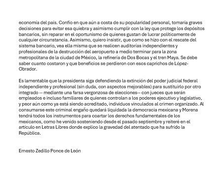 CarlosTorresF_'s tweet photo. Nuevamente Ernesto Zedillo vuelve a trapear el piso con @Claudiashein.

Vuelve a ponerle una tunda ante la respuesta colérica de la que imita al dios de barro López.

Lean con palomitas 🍿 en mano porque le pone una exhibida monumental. https://t.co/54Tc1aCmdd