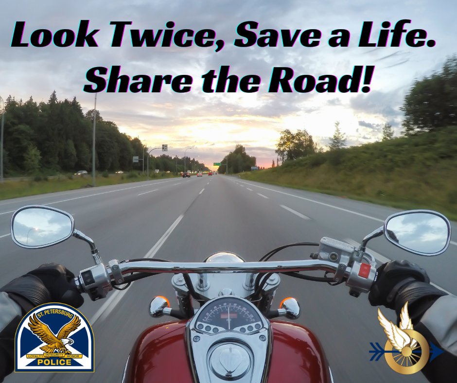 St. Pete Police (@stpetepd) on Twitter photo ๐ณ๐๐๐ ๐ป๐๐๐๐, ๐บ๐๐๐ ๐ ๐ณ๐๐๐!๐๏ธ๐
So far this year, there have been 27 motorcycle crashesโ2 of them was fatal.๐
Most of these could have been avoided if drivers had just looked twice before turning. That extra second can save a life. Our riders are counting on it. ๐ณ๐๐๐ ๐ป๐๐๐๐, ๐บ๐๐๐ ๐ ๐ณ๐๐๐!๐๏ธ๐
So far this year, there have been 27 motorcycle crashesโ2 of them was fatal.๐
Most of these could have been avoided if drivers had just looked twice before turning. That extra second can save a life. Our riders are counting on it.