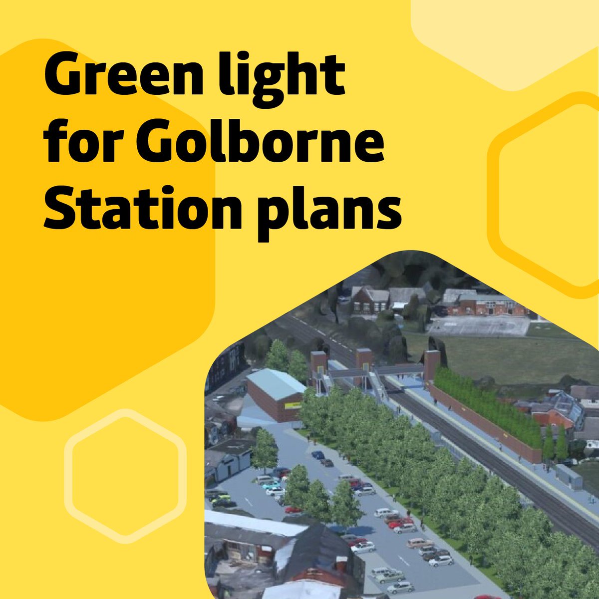 Plans to deliver a new £32m train station in Golborne have reached a milestone moment. 🚅

<a href="/WiganCouncil/">Wigan Council</a> has given the green light to the planning application for the station and #TfGM have appointed a local company to design it.

Find out more: bit.ly/4cUCUF3