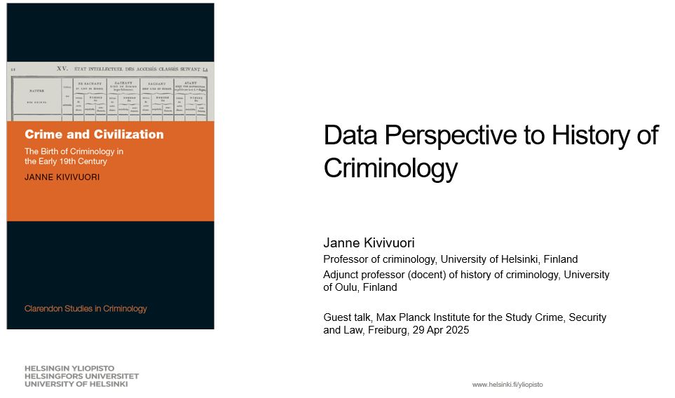 Yesterday I gave a guest talk at the Max Planck Institute for the Study of Crime, Security and Law (Freiburg, Germany), based on my recent book Crime and Civilization, reflecting on the next steps in this line of research. Good discussion &amp; feedback! global.oup.com/academic/produ…