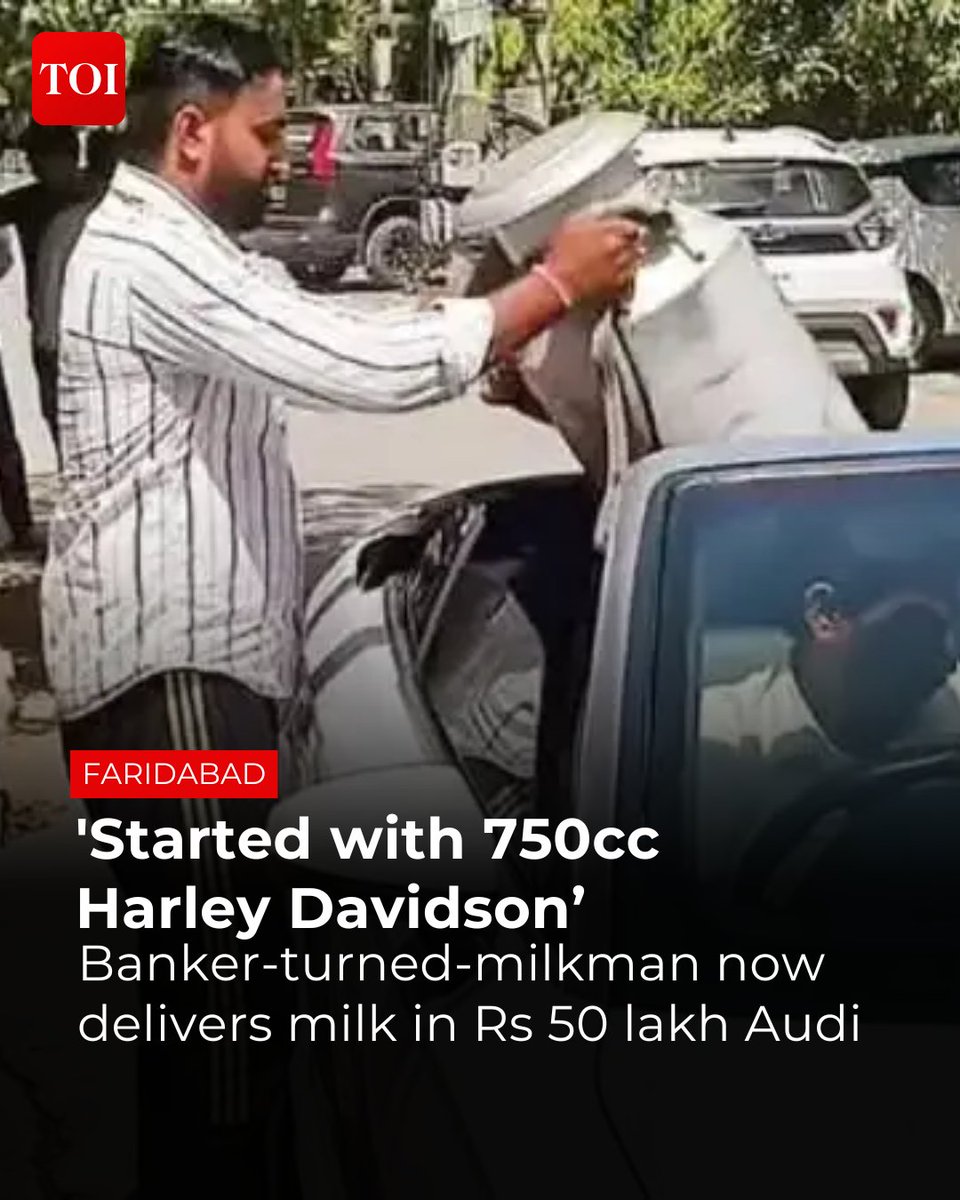 A 34-year-old former banker who has traded his corporate card for dairy crates has transformed his Rs 50 lakh luxury car into perhaps India's most fancy milk delivery vehicle. 

Know more🔗toi.in/UMQUkb
#Faridabad