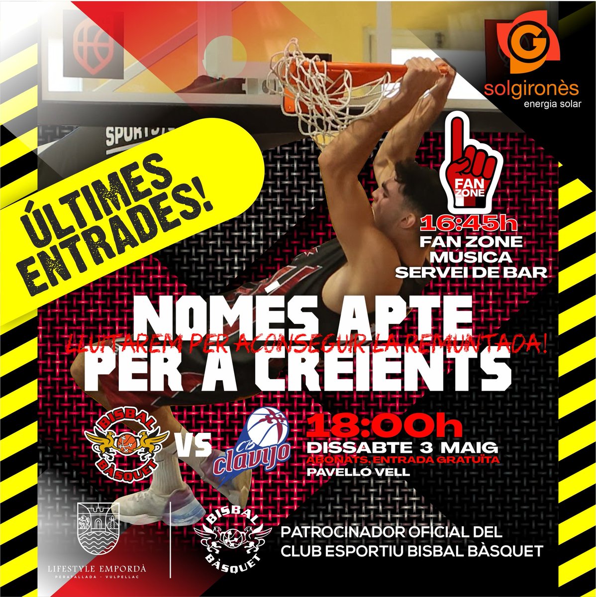 bisbalbasquet's tweet photo. ÉS DISSABTE DE... CULMINAR LA REMUNTADA!!!

JUGADORS 🚀
STAFF 💪🏻
LOGÍSTICA ✔️
MOSAIC  🔝

Només hi faltes tú‼️

⌚ 16:45 Fan Zone 🎶
⌚ 17:30 Al teu seient
⌚ 18:00 L'hora Remuntada

Tú també JUGUES‼️‼️‼️

Últimes entrades disponibles 👇🏻👇🏻
https://t.co/kFYOfTZGzB