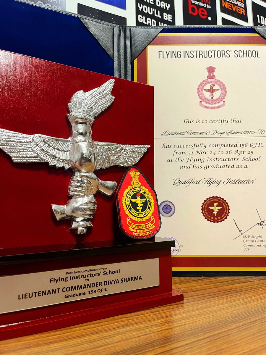 AN_Command's tweet photo. Lt Cdr Divya Sharma, Dornier pilot of INAS 318 at #INSUtkrosh #ANC, creates history as 1st woman Qualified Flying Instructor of #IndianNavy! Trailblazing skies & inspiring generations.
#NariShakti #WomenInUniform #QFI #NavalComponent #ANC https://t.co/pChEvA5Z3B