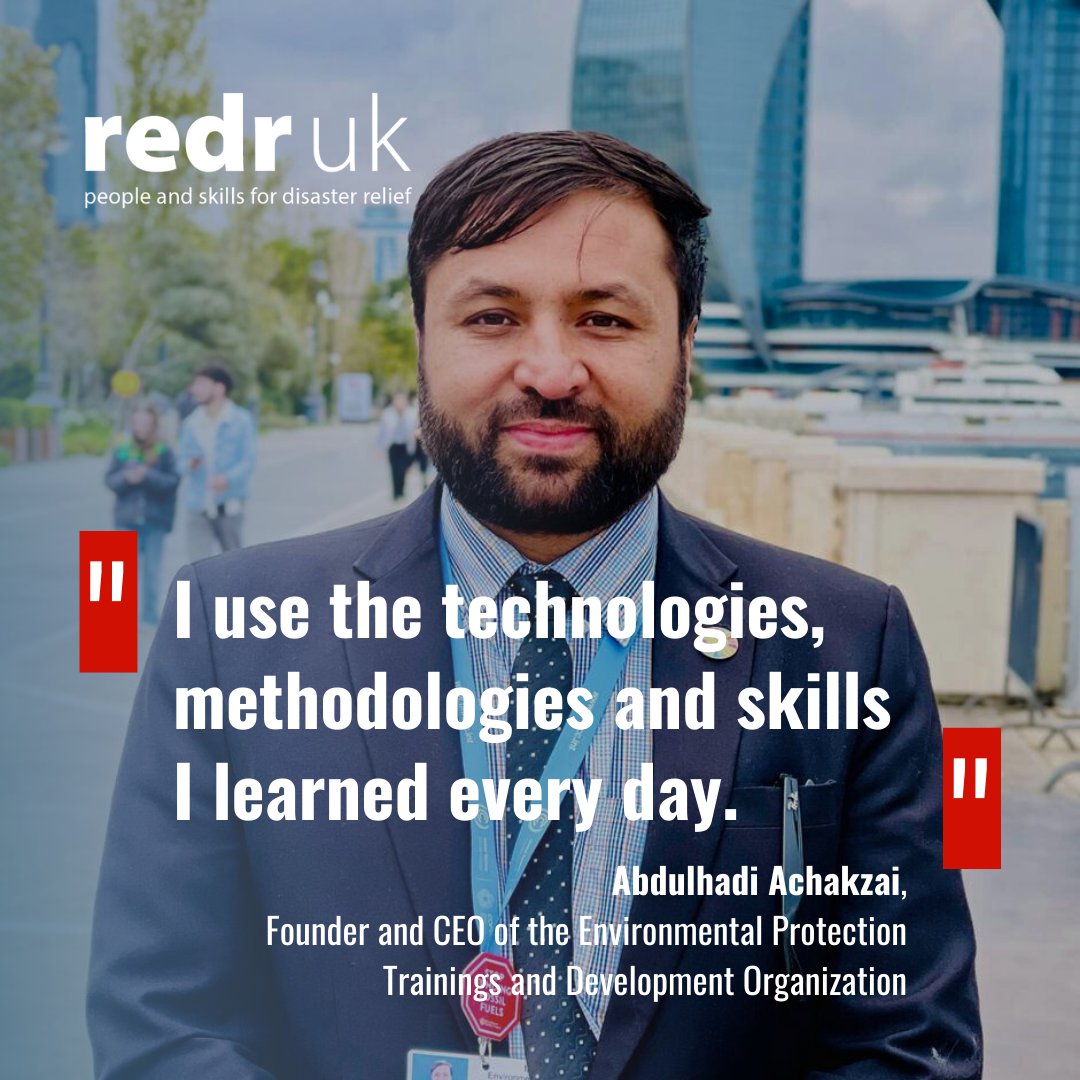 Abdulhadi Achakzai is the Founder &amp; CEO of EPTDO, an NGO committed to environmental protection and sustainable development in #Afghanistan.🌏

In 2024, he took our 7-week Climate Change Adaptation &amp; Disaster Risk Reduction course.

Read Abdulhadi’s story➡️ redr.org.uk/news_story/cli…