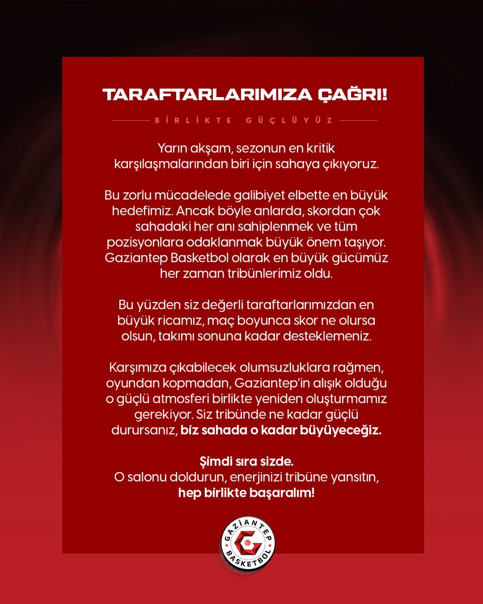 Taraftarlarımıza Çağrı! ❤️🖤 #BirlikteGüçlüyüz