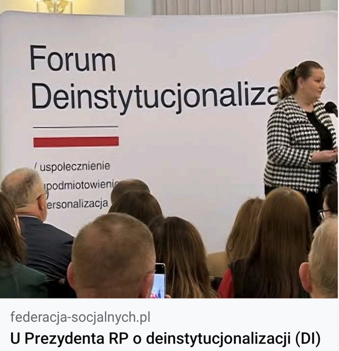 🗣 U Prezydenta RP o deinstytucjonalizacji👥️
Nasza przedstawicielka uczestniczyła dziś w Forum DI organizowanym przez Prezydenta RP. Była to m.in. okazja do podsumowania etapu rozwoju usług społecznych w zakresie tworzenia CUS 👉 federacja-socjalnych.pl/index.php/aktu…