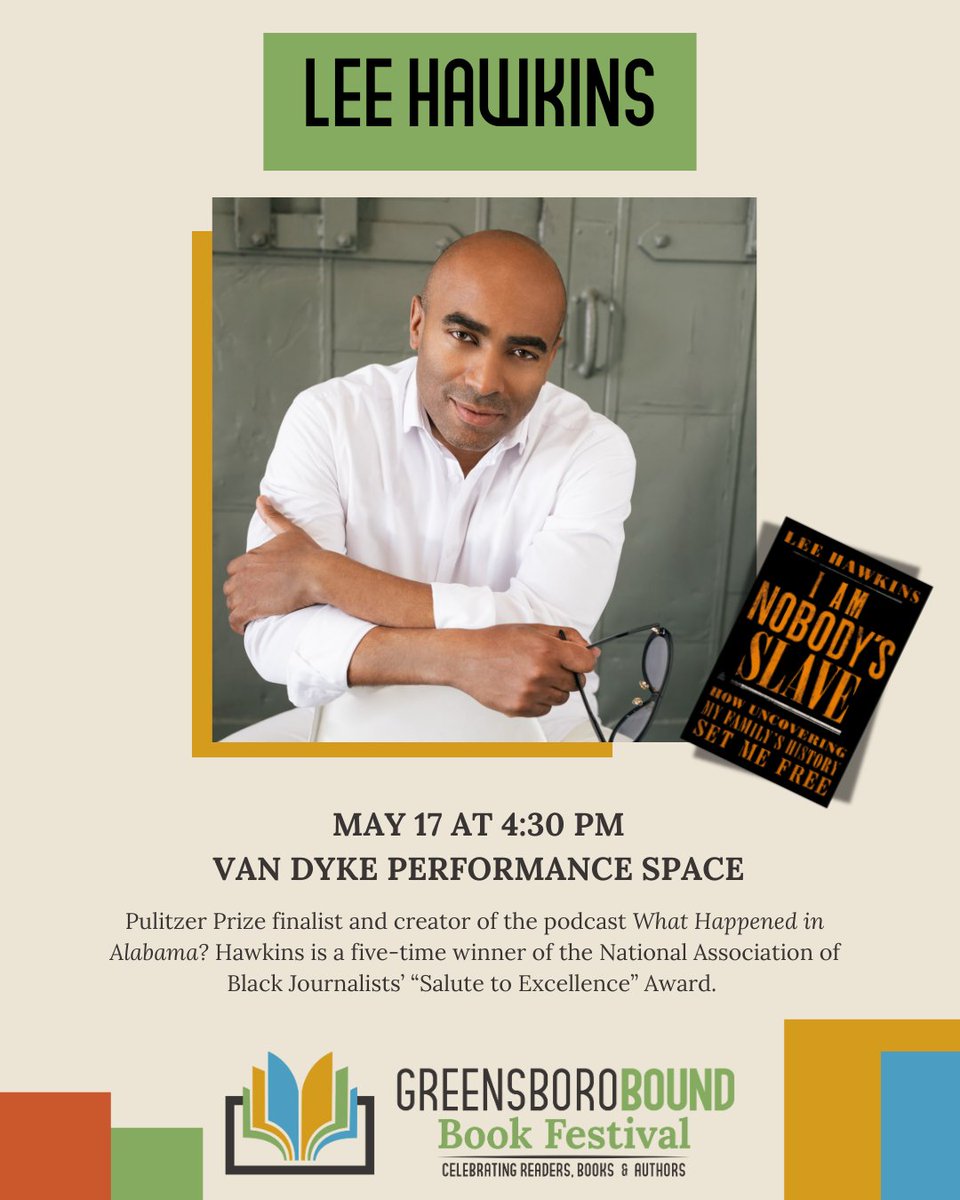 Welcome Lee Hawkins to the 2025 Greensboro Bound Book Festival!
The author of "I Am Nobody’s Slave: How Uncovering My Family’s History Set Me Free,"  he is 2022 Pulitzer Prize finalist as a lead reporter on the Wall Street Journal’s series about the Tulsa Massacre of 1921.