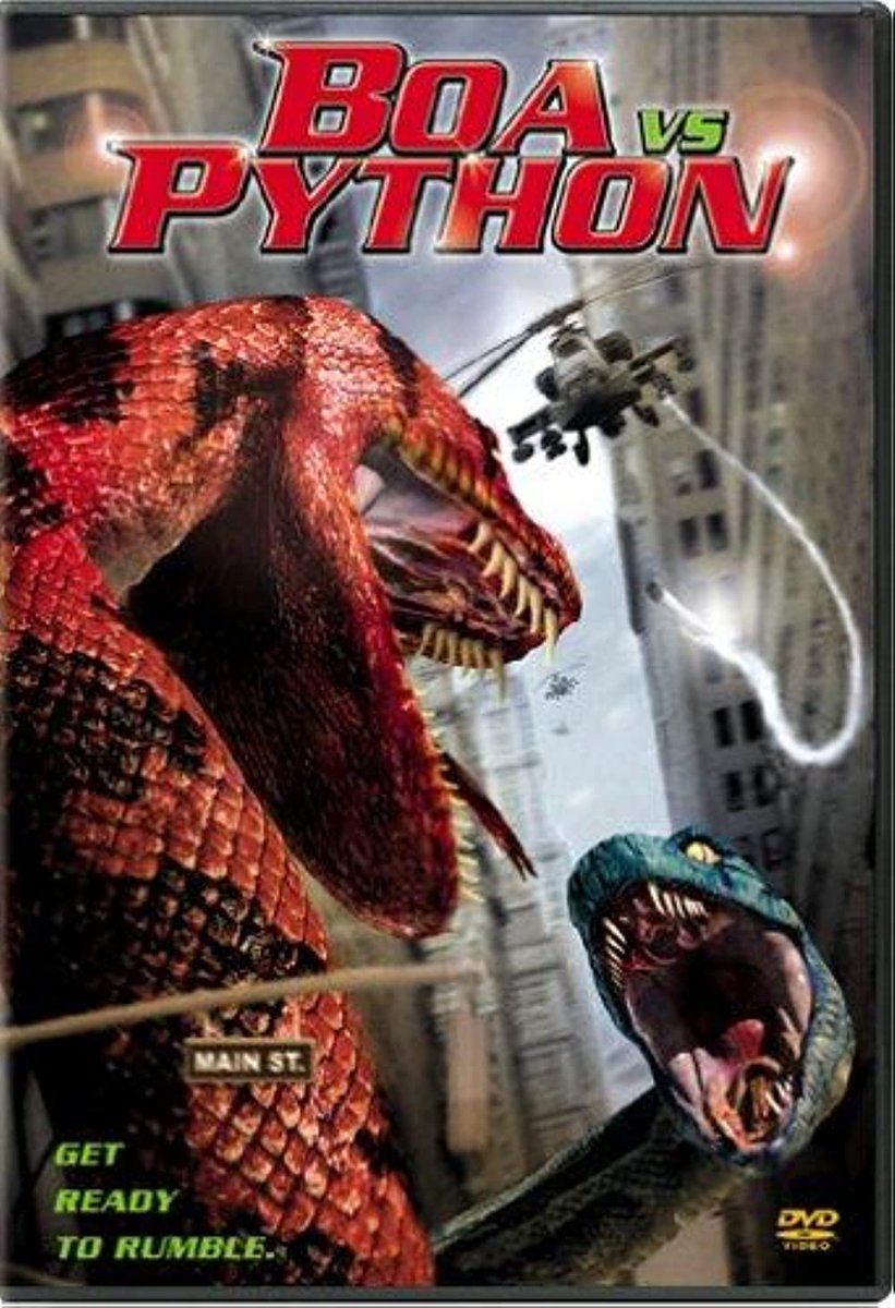 EugWSerra's tweet photo. On May 22, 2004, Boa vs. Python was released. #BoavsPython #DavidHewlett #JaimeBergman #KirkBRWoller #AdamKendrick #AngelBoris https://t.co/3WRKvibluC