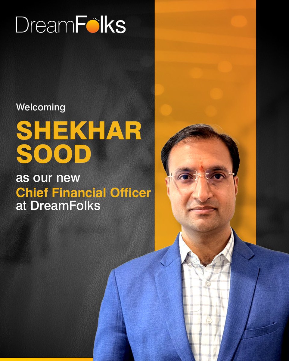 #Leadership Update at #DreamFolks

Excited to welcome CA. #Shekhar Sood as our new CFO! 

With nearly 2 decades in global finance, he brings deep expertise in strategy, M&amp;A, ESG &amp; governance and he was recently awarded Visionary Leader &amp; Technology-Driven #CFO of the Year 2024.