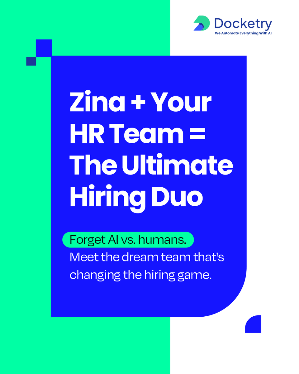 DocketryAi's tweet photo. AI + human recruiters = the dream team! 

🤝 Zina screens, schedules &amp; simplifies hiring so you can focus on real connections.

👉 Schedule a Demo &amp; watch the dream team in action!  

#AIRecruiter #HumanTouch #ZinaByDocketry #SmartHiring #RecruitmentTech https://t.co/XuWoLNZG3u